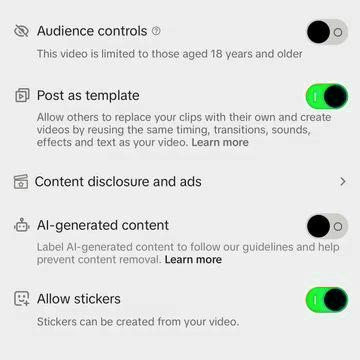 tiktok ai generated content label enable option