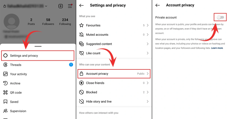 steps to make your instagram profile private
